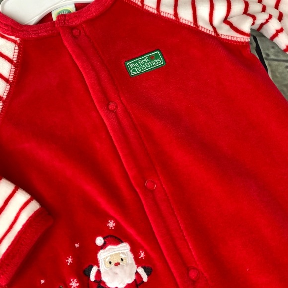 Little Me 1st Christmas Footed Velour One Piece - Picture 6 of 8